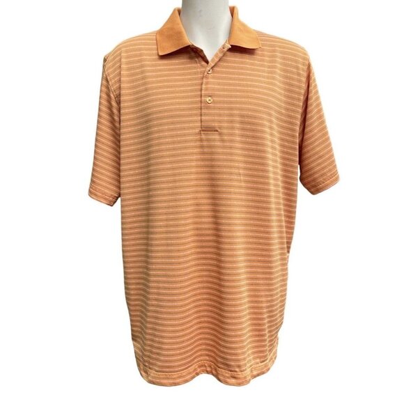 PAGE & TUTTLE Cool Swing Golf Polo Men's‎ Size XL Orange Stripe Moisture Wicking - Picture 6 of 11